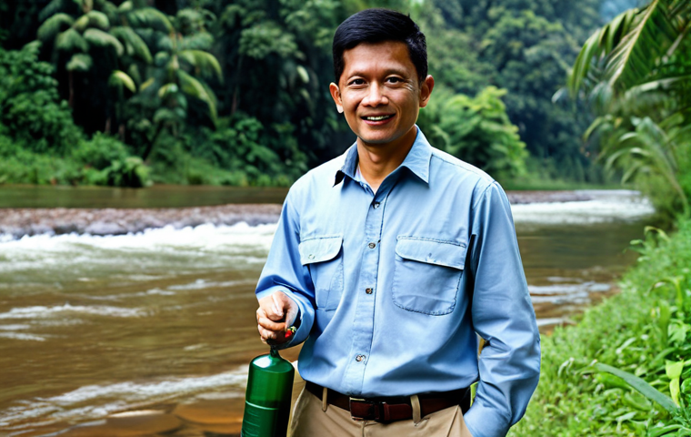 Water Quality Expert**

"A professional environmental scientist in Malaysia, fully clothed in appropriate field attire (khakis and a button-down shirt), standing near a river collecting a water sample, safe for work, appropriate content, family-friendly, perfect anatomy, natural pose, professional photography, high quality, focused on environmental protection."

**